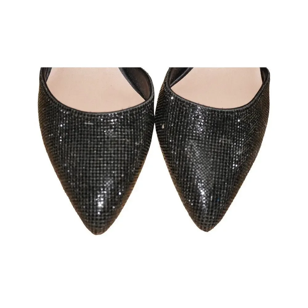 Chelsea & Violet Black Glitter Slingback Heels Women’s 9.5M Pointed Toe Pumps